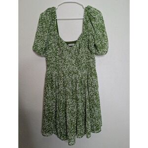 Abercrombie & Fitch Emerson Balloon Sleeve Mini Dress Green Floral Size Medium